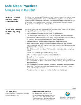 Safe Sleep Practices at Home and in the NICU