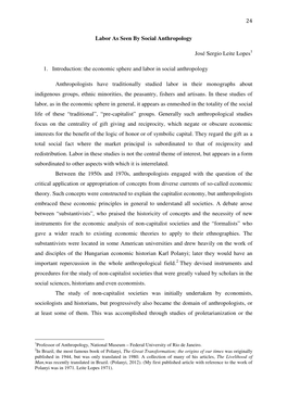 24 Labor As Seen by Social Anthropology José Sergio Leite