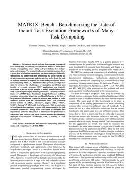 Bench - Benchmarking the State-Of- The-Art Task Execution Frameworks of Many- Task Computing