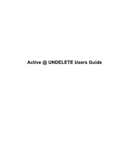 Active@ UNDELETE Documentation
