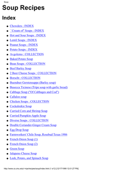 Soup Recipes Index