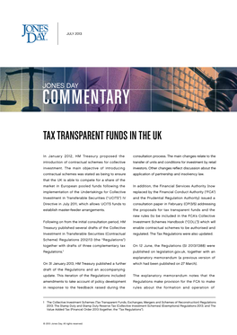 Tax Transparent Funds in the UK
