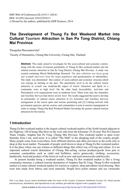 The Development of Thung Fa Bot Weekend Market Into Cultural Tourism Attraction in San Pa Tong District, Chiang Mai Province