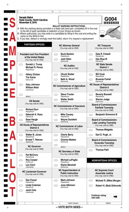 G0004 November 8, 2016 *G0004* BALLOT MARKING INSTRUCTIONS: |A