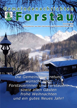 Gemeindenachrichten Forstau Dezember 2017 Informationen Aus Dem Gemeinde- Und Vereinsgeschehen 2017