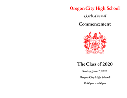 Oregon City High School Commencement the Class of 2020