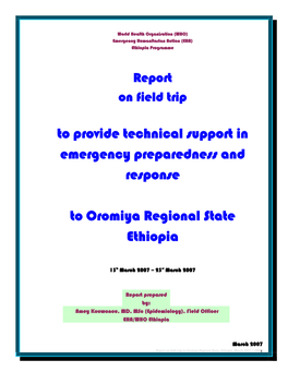 Report on Field Trip to Provide Technical Support in Emergency Preparedness and Response