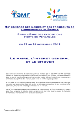 Pré Programme Congrès 2011