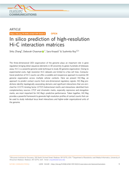 In Silico Prediction of High-Resolution Hi-C Interaction Matrices