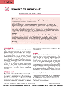 Myocarditis and Cardiomyopathy