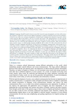 Sociolinguistics Study on Taboos