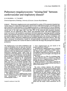 Pulmonary Megakaryocytes: "Missing Link" Between Cardiovascular and Respiratory Disease?