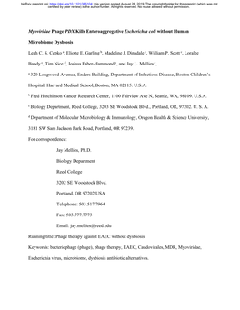 Myoviridae Phage PDX Kills Enteroaggregative Escherichia Coli Without Human