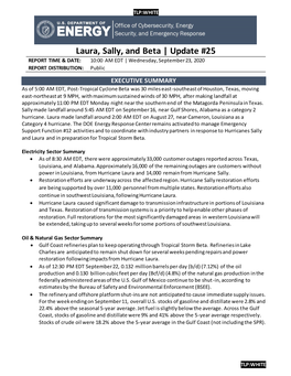 DOE Combined Situation Report for Hurricane Laura and Sally