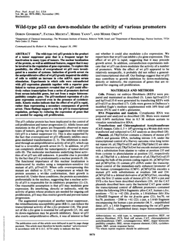 Wild-Type P53 Can Down-Modulate the Activity of Various Promoters