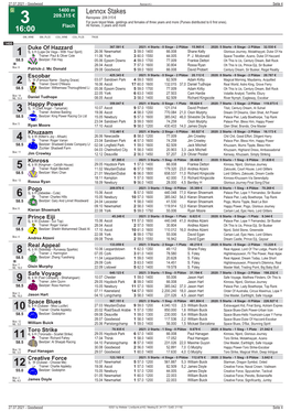 Lennox Stakes 209.315 € Rennpreis: 209.315 € 3 for Pure Blood Male, Geldings and Females of Three Years and More (Purses Distributed to 6 First Ones)