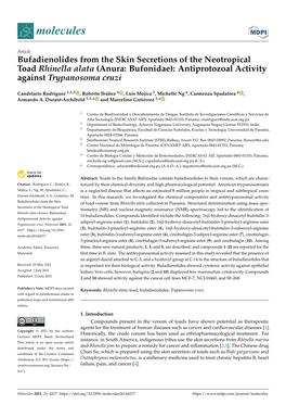 Bufadienolides from the Skin Secretions of the Neotropical Toad Rhinella Alata (Anura: Bufonidae): Antiprotozoal Activity Against Trypanosoma Cruzi