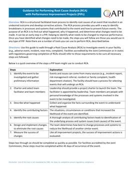 Guidance for Performing Root Cause Analysis (RCA) with Pips