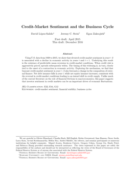 Credit-Market Sentiment and the Business Cycle