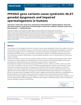 PPP2R3C Gene Variants Cause Syndromic 46,XY Gonadal
