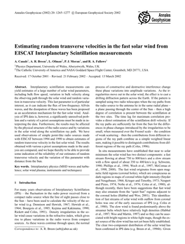 Estimating Random Transverse Velocities in the Fast Solar Wind from EISCAT Interplanetary Scintillation Measurements