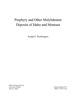 Porphyry and Other Molybdenum Deposits of Idaho and Montana