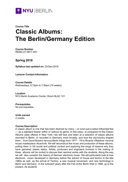 Classic Albums: the Berlin/Germany Edition