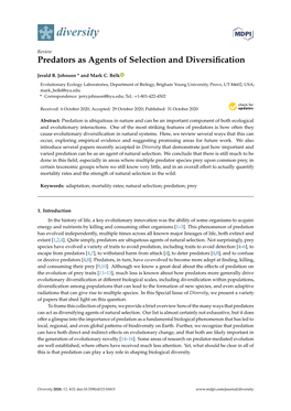 Predators As Agents of Selection and Diversification