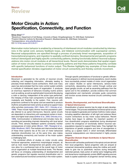 Motor Circuits in Action: Specification, Connectivity, and Function