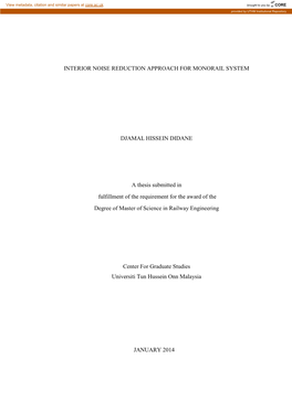 Interior Noise Reduction Approach for Monorail System