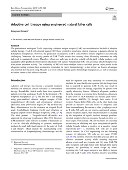 Adoptive Cell Therapy Using Engineered Natural Killer Cells