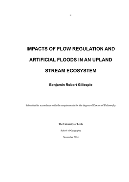 Impacts of Flow Regulation and Artificial Floods in An