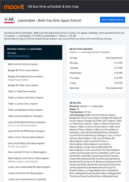 A8 Bus Time Schedule & Line Route