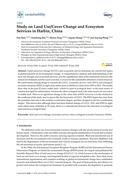 Study on Land Use/Cover Change and Ecosystem Services in Harbin, China