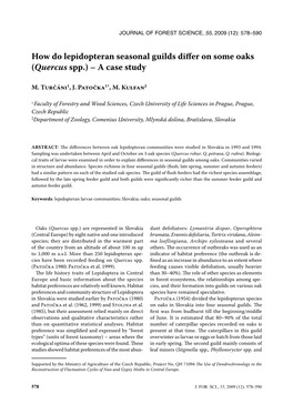 How Do Lepidopteran Seasonal Guilds Differ on Some Oaks (Quercus Spp.) – a Case Study