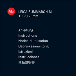 LEICA SUMMARON-M 1:5,6/28Mm Anleitung