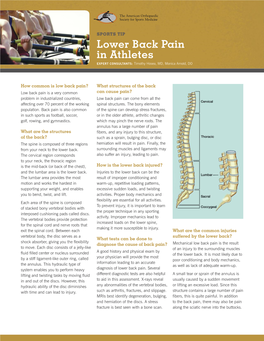 Lower Back Pain in Athletes EXPERT CONSULTANTS: Timothy Hosea, MD, Monica Arnold, DO