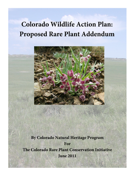 Colorado Wildlife Action Plan: Proposed Rare Plant Addendum