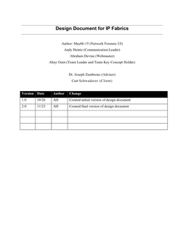 Design Document for IP Fabrics