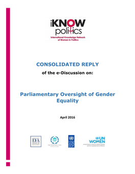 CONSOLIDATED REPLY Parliamentary Oversight of Gender Equality