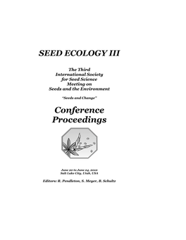 Seed Ecology Iii