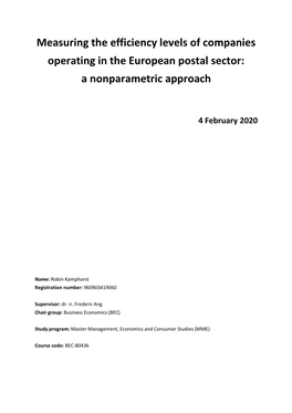 Measuring the Efficiency Levels of Companies Operating in the European Postal Sector: a Nonparametric Approach