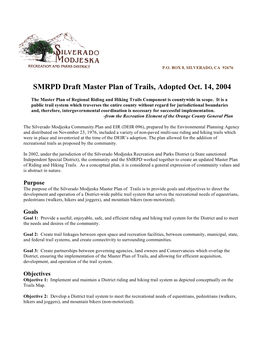 Master Plan of Trails, Adopted Oct