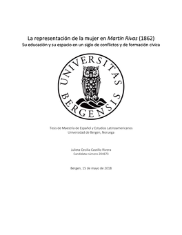 La Representación De La Mujer En Martín Rivas (1862) Su Educación Y Su Espacio En Un Siglo De Conflictos Y De Formación Cívica