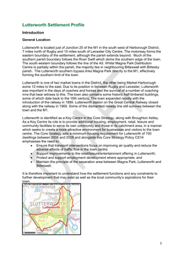 Lutterworth Settlement Profile Introduction