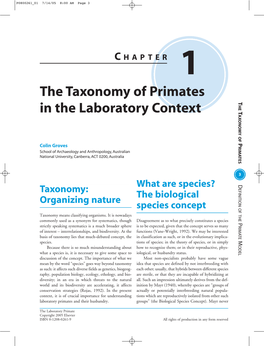 The Taxonomy of Primates in the Laboratory Context