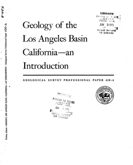 * Geology of the Los Angeles Basin California—An Introduction