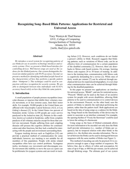 Recognizing Song–Based Blink Patterns: Applications for Restricted and Universal Access