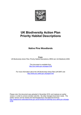 Native Pine Woodlands (UK BAP Priority Habitat Description)