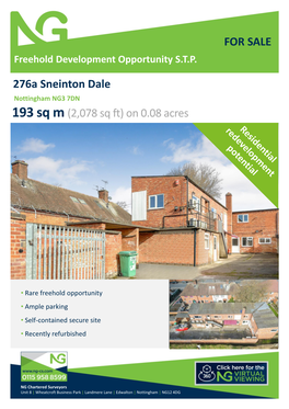 276A Sneinton Dale Nottingham NG3 7DN 193 Sq M (2,078 Sq Ft) on 0.08 Acres